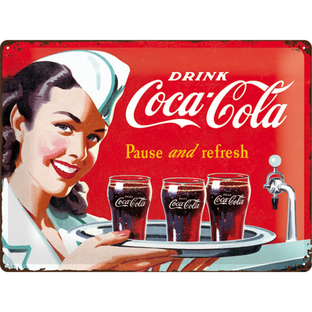 Placa metalica - Coca Cola Waitress - 30x40 cm